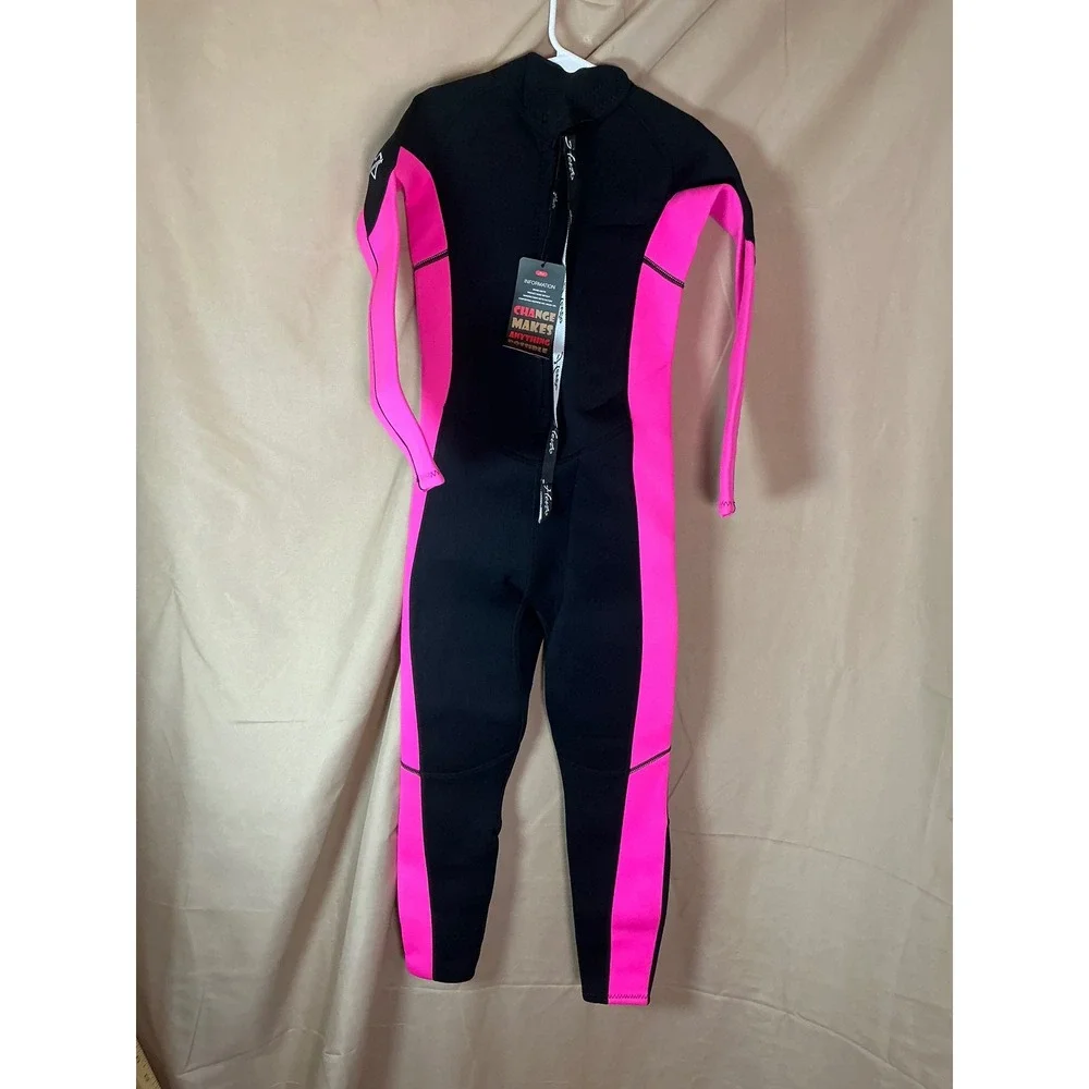 Hevto Wetsuit Girls Size 10 Slim Black Pink NEW Full Body Neoprene Thermal Suit